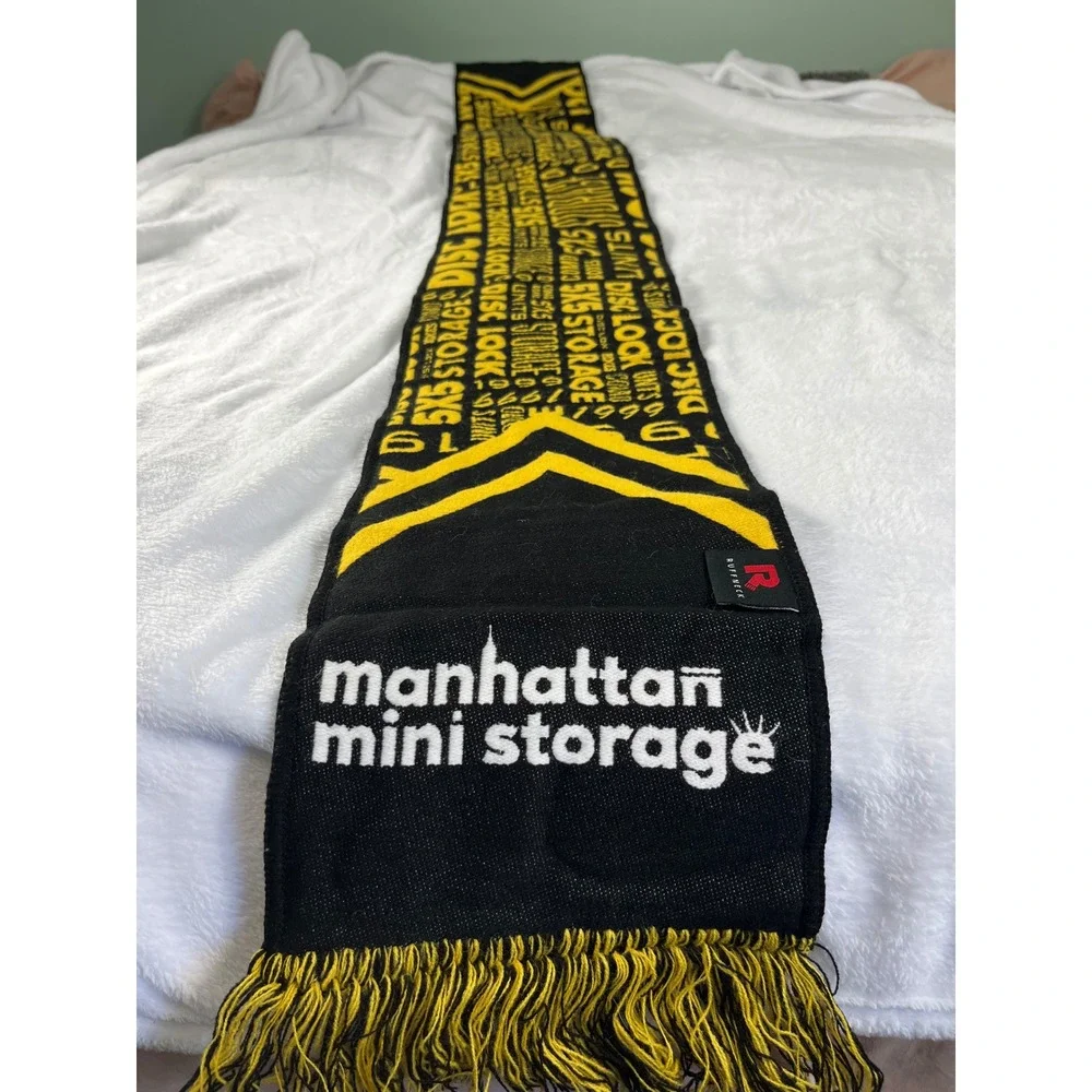 Ruffneck Manhattan Mini Storage Mart Scarf Black Yellow Knit Soccer Style Fringe